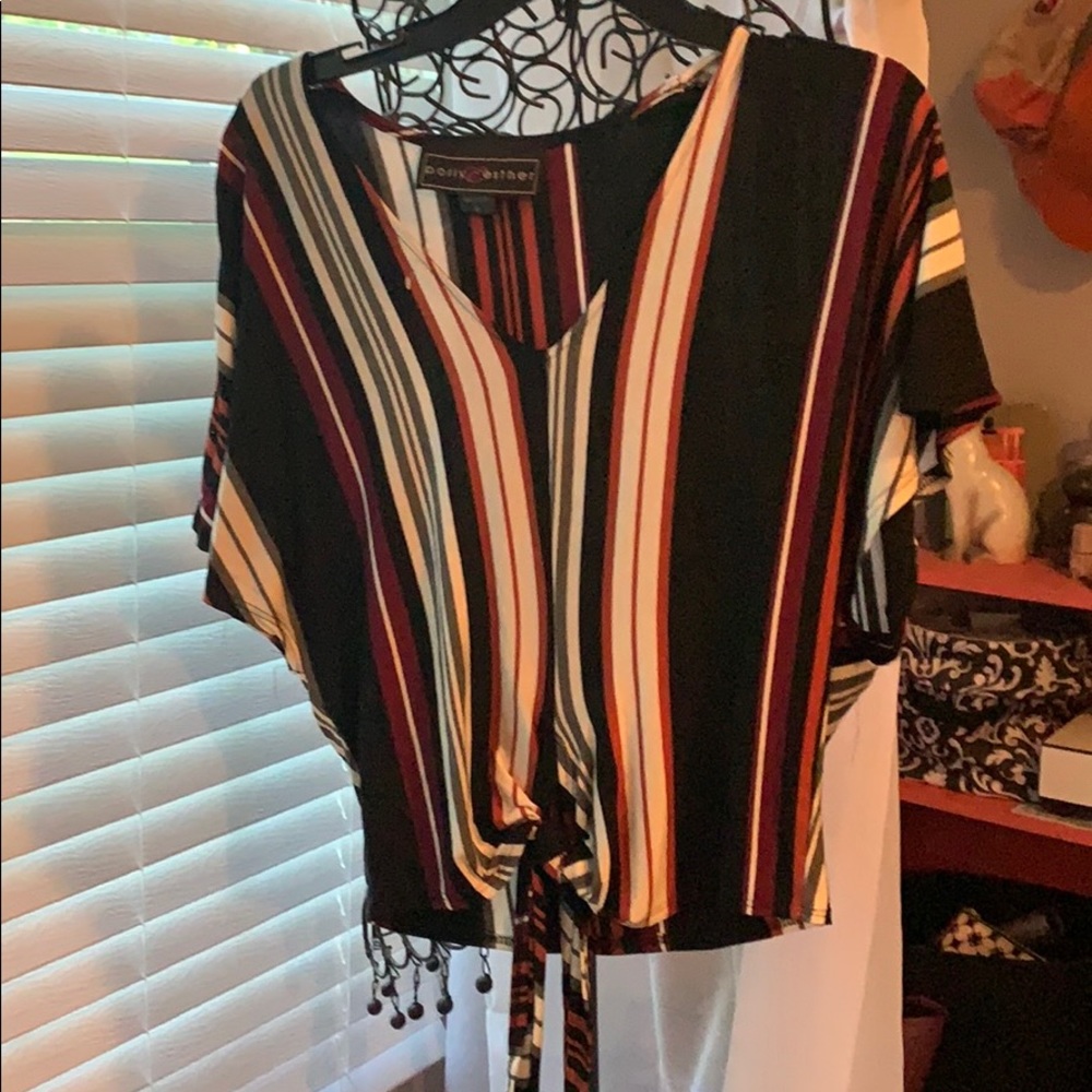Front tie short sleeve top